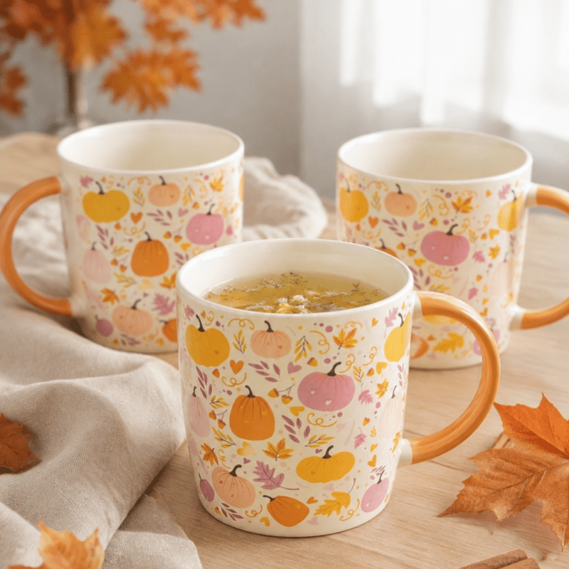 Mug d’automne – Citrouilles roses & orange - Maman Botanique